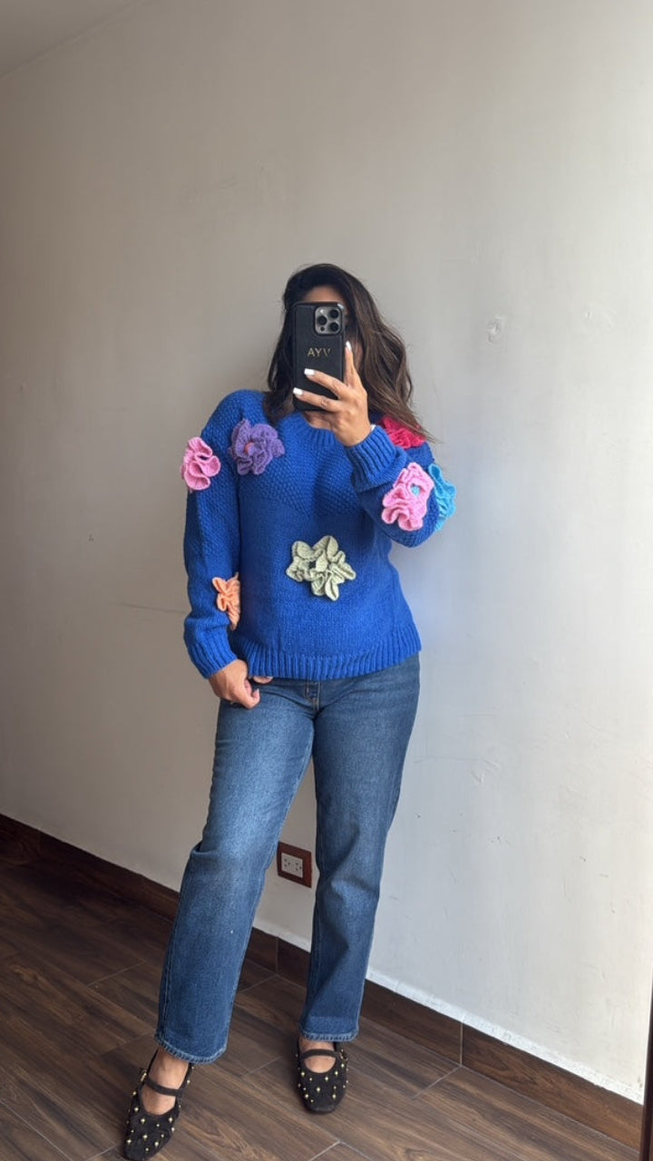 Sueter flores crochet