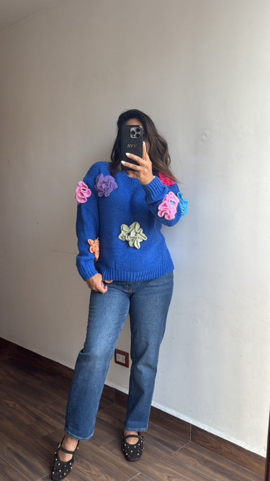 Sueter flores crochet