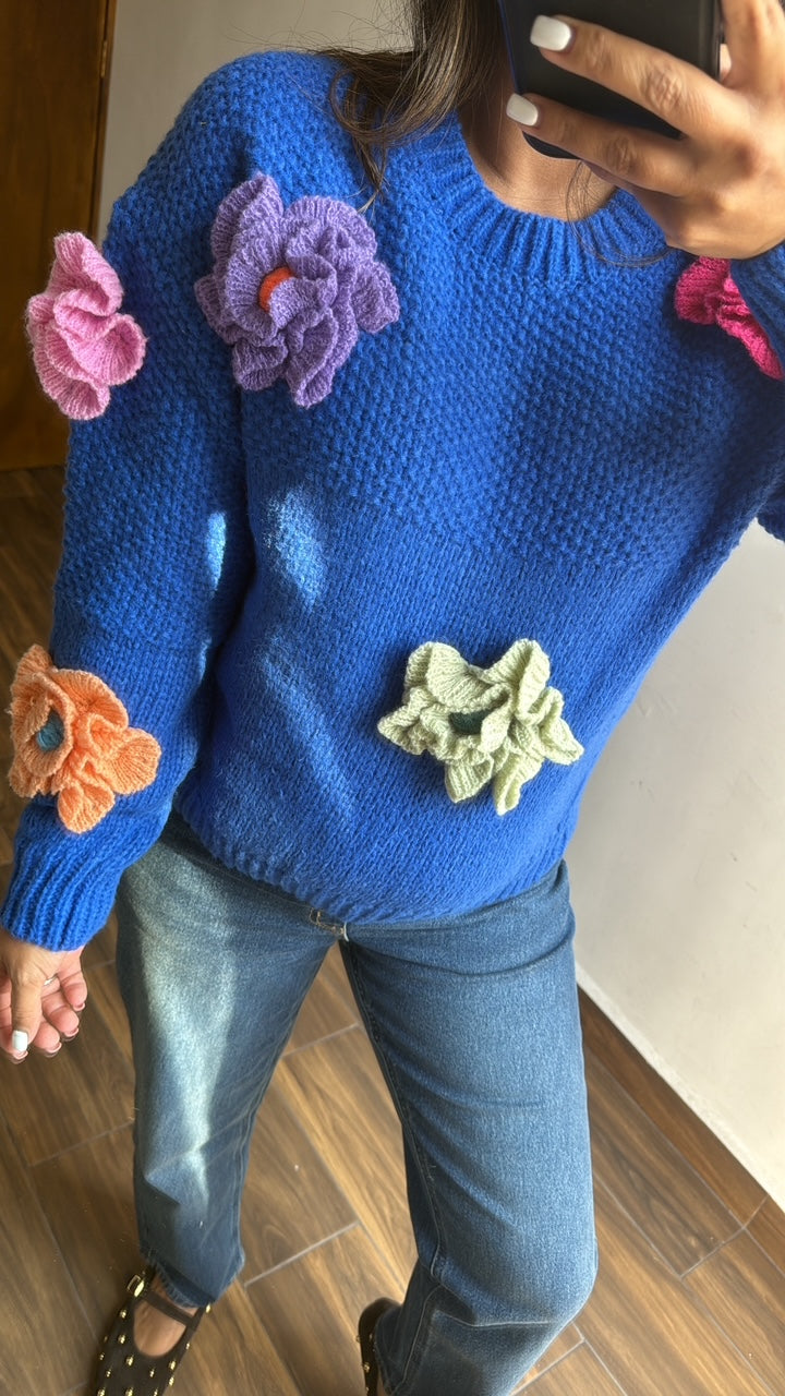 Sueter flores crochet