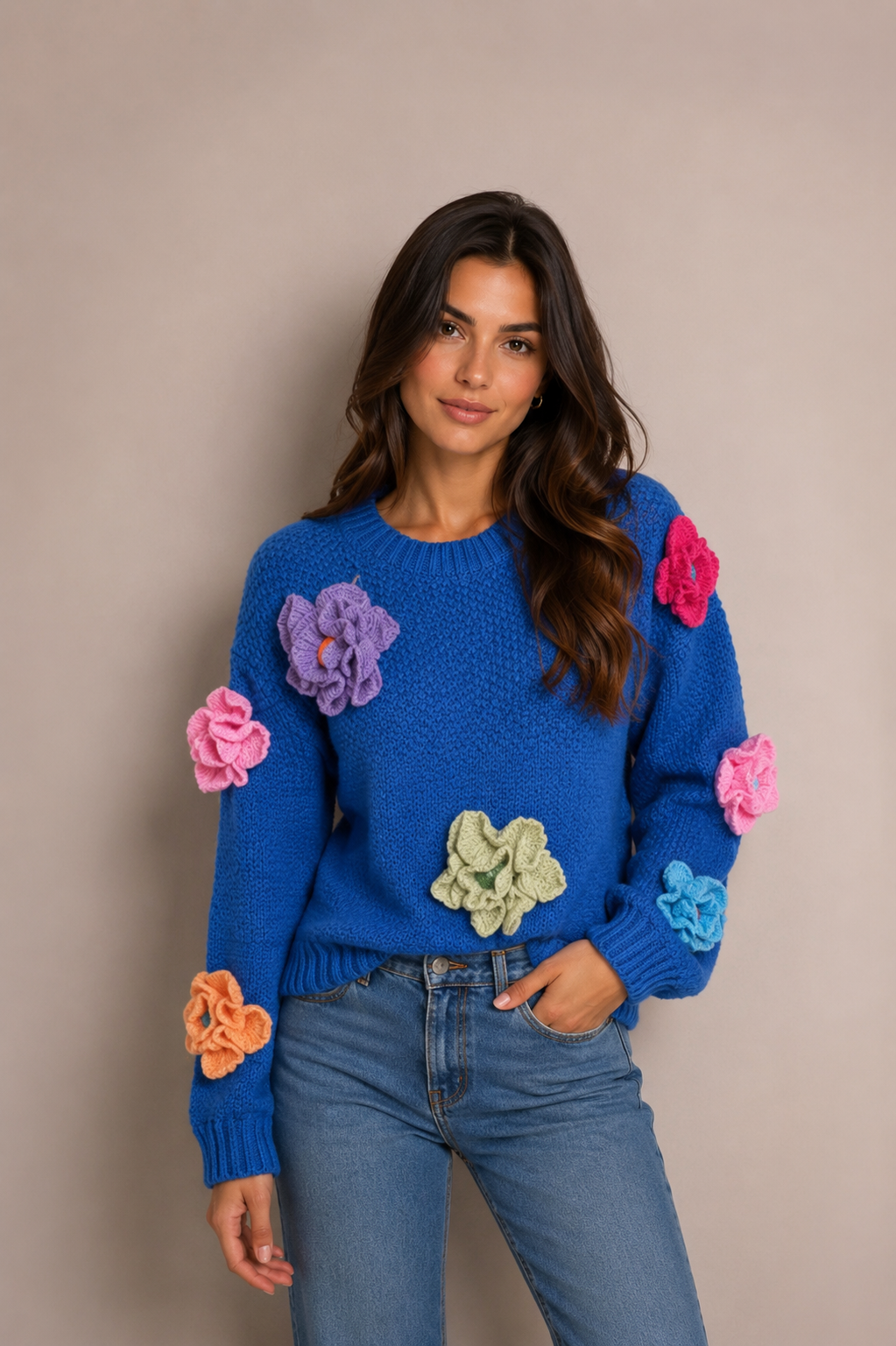 Sueter flores crochet