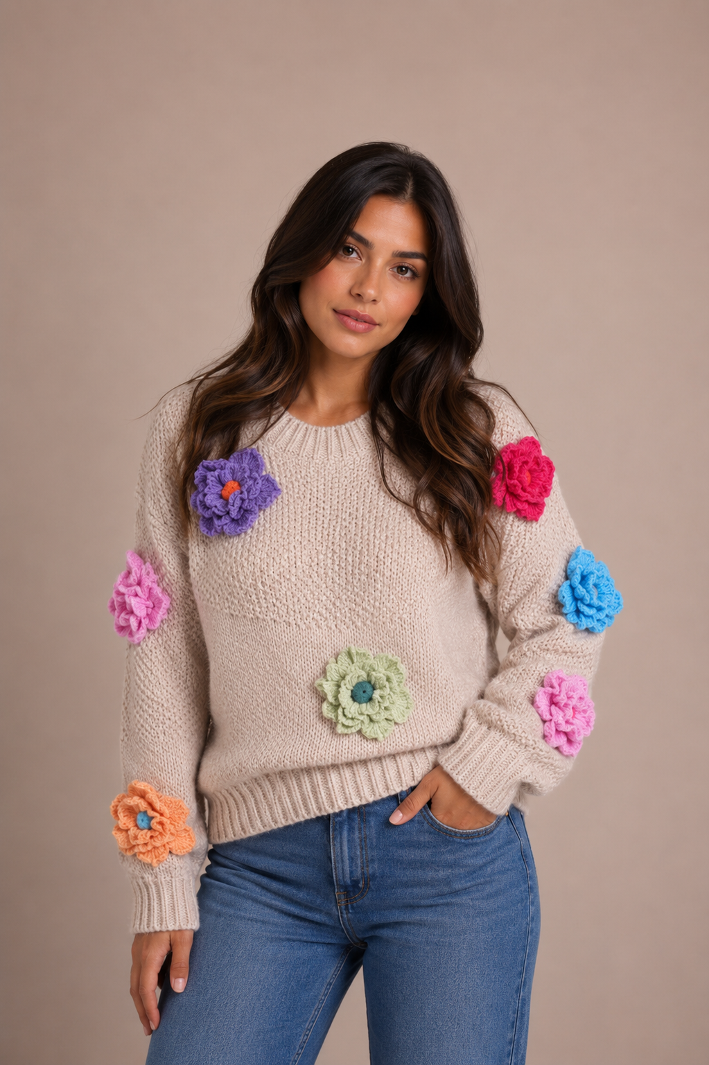 Sueter flores crochet